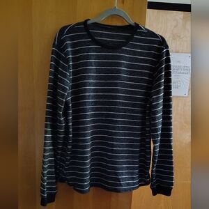 Women's Striped Black and Gray Sweatshirt